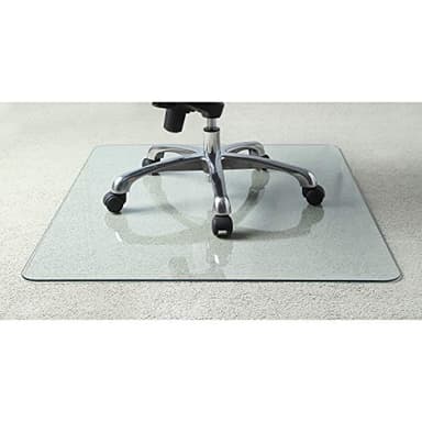 Lorell Tempered Glass Chairmat, 44" Width x 50" Depth x 0.25" Thickness, Clear, 1 Each