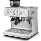 Gevi [2024 Upgraded Dual Boiler Espresso Machine EzBru 2000 | 58mm Grouphead | Barista Level Steam Wand | Built-in Grinder With 31 Size Settings | Full Stainless Steel Housing | Sterling Silver