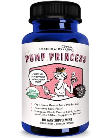 Legendairy Milk Pump Princess Lactation Supplement - Breastfeeding Supplements for Milk Supply Increase and Milkflow - Organic Black Cumin, Fennel and Dill Seeds, Fenugreek Free - 60 Capsules