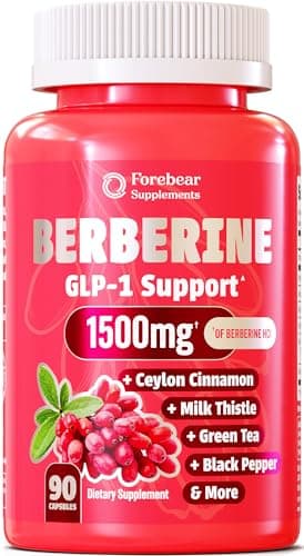 Berberine 1500mg GLP-1 Weight Loss Supplement Pills for Women & Men - Appetite Suppressant with Ceylon Cinnamon, Milk Thistle, Chromium Picolinate, Green Tea & Alpha Lipoic Acid - 90 Veggie Capsules
