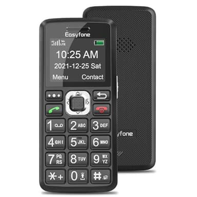 Easyfone T200 4G Unlocked Feature Cell Phone, Easy-to-Use Clear Sound Basic Dumb Mobile Phone with FM Radio, Flashlight, Bluetooth, Expandable Memory, Mini-Games, No Internet & No Camera (Black)