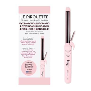 L'ANGE HAIR Le Pirouette 25MM Titanium Rotating Curling Iron Self-Rotating Curler | Curls and Waves for Beginners and Pros | Premium Titanium 1 Inch Barrel | Blush