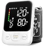 Blood Pressure Monitor Automatic Upper Arm Machine Accurate Adjustable Digital BP Cuff Kit Led Backlit Display 2 Users 240 Sets Memory Includes Storage Bag White