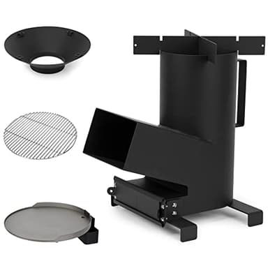 ONLYFIRE GRILLS 3-in-1 Camp Rocket Stove with 14.5" Cooking Grate, 18" Griddle and Cooktop, Portable Wood Burning Camping Stove for Patio Backyard RV Tailgating Trailer Tents Hiking, GS302