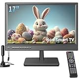 Jexiop 17inch TV,Small Flat Screen TV with ATSC Digital Tuner-HDMI &USB Port in-Dual Power-12 Volt Charger Cable and AC Power Suitable-for Caravan,Kitchen,Bedroom