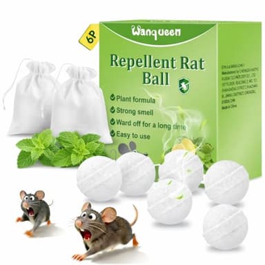 6 Pack Mouse Rodent Repellent Balls – Peppermint Oil to Repel Mice & Rats, Long Lasting 3 Months Protection, Safe for Pets & Kids – Natural Deterrent for Home, Garage, Car