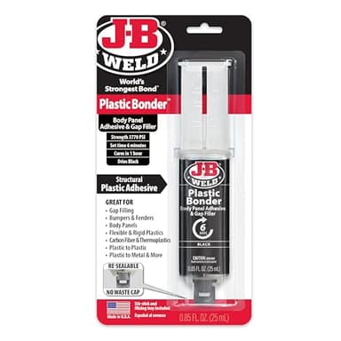 J-B Weld 50139 Plastic Bonder Body Panel Adhesive and Gap Filler Syringe - Black - 25 ml
