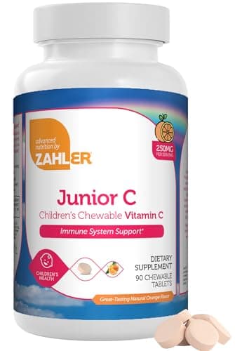Zahler Junior C Advanced Chewable Vitamin C for Kids - Vitamins in Delicious Orange Flavor - Kosher Kids Vitamin C for Immunity - Chewable Antioxidant - (90 Count)