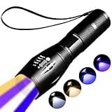 Rechargeable Multi Function Flashlights 4 Color Light, Black Light UV Flashlights, Blood Tracking Light for Observation.LED UV Black Light and Blue Light and White Light and Yellow Lights，Scorpion.