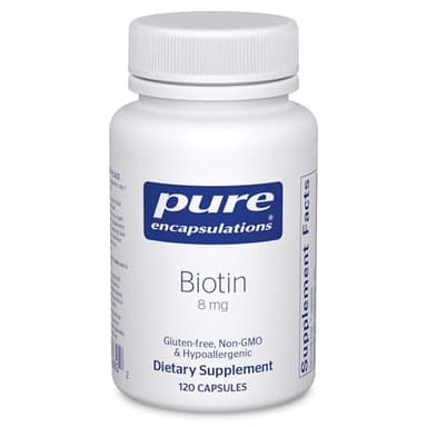 Pure Encapsulations Biotin 8 mg - B Vitamin Supplement to Aid Stress Relief, Hair, Skin & Nail Strengthening, Metabolism, Carbohydrate Support & Nervous System* - with Premium Biotin - 120 Capsules