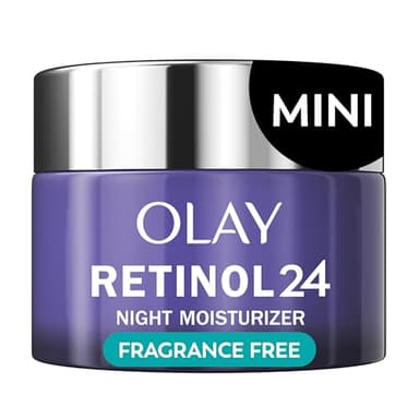Olay Retinol 24 Face Moisturizer, Anti-Aging Night Cream for Women, Trial Size, Fragrance-Free, Non Greasy - Anti-Wrinkle, Smooth Fine Lines, Tightening Skin Care - Peptides, Glycerin, 0.5 Oz