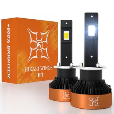 HIKARI WINGS H1 LED Foglight, 50000LM Pure White 6000K LED Bulbs, Plug & Play IP68 Waterproof Pack of 2