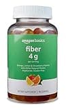 Amazon Basics (previously Solimo) Fiber 4g Gummy - Digestive Health, Supports Regularity, Orange, Lemon & Strawberry, 90 Gummies (2 per Serving)