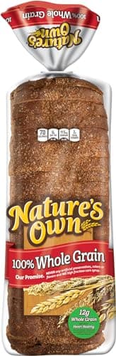 Nature's Own 100% Whole Grain, Whole Grain Sandwich Bread, 20 oz Loaf