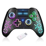 Gamrombo LED Wireless Controller for PS5/PS5 Pro/PS5 Slim with 2.4G Adapter, Compatible with PS4/Switch/Windows, Dual Vibration Gamepad with Marco/Turbo Function