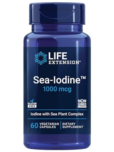 Life Extension Sea-Iodine™, kelp and bladderwrack-derived Iodine, Supports Healthy Levels of This Essential Nutrient for Thyroid Health and Beyond, Non-GMO, Gluten-Free, Vegetarian, 60 Capsules