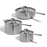 Made In Cookware - 6 Piece Stainless Saucepan Set - 5 Ply Clad - Includes Stainless Steel Saucepans and Saucier with Lid - Professional Cookware - Crafted in Italy