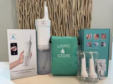 Living Ozone™ US Patented Ozone Technology,Way More Effective Than Regular Water flossers - Uses only Water, which rinses but Doesn’t Disinfect, White.Without Camera