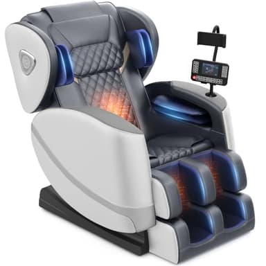 FURNIMAT 2026 Massage Chair Full Body, Zero Gravity Massage Chair with 10 Fix Rollers, Airbags, Heating, Foot Massage, Auto Modes, Bluetooth Speaker, Smart Screen Controller(Light Gray)