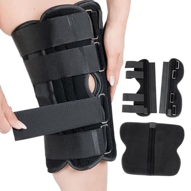 Alpha Medical 12” Long Adjustable Three Panel Orthopedic Knee Immobilizer – Supportive & Adjustable Side Panels – Knee Brace Stabilizer – Knee Immobilization L1830