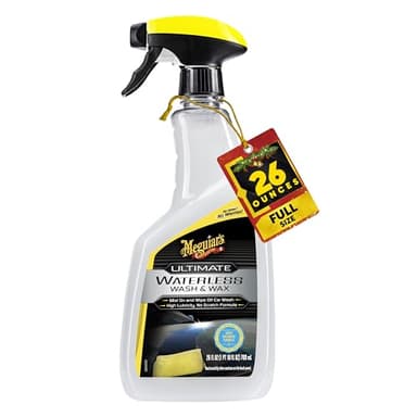Meguiar’s Ultimate Waterless Wash & Wax, Scratch-Free Cleaning Spray that Cleans and Protects Without Water, 2-in-1 Detailer for Shine, Cool Car Gifts for Men and Women, 26 Oz