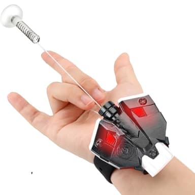 Web Shooters Real,Silk Launcher Wrist Toy for Kids with Magnetic Sensor Light, 8 FT Realistic Web Launcher String, Cool Gadgets String Gloves Shooters Toy for Superhero Role-Play (Black)