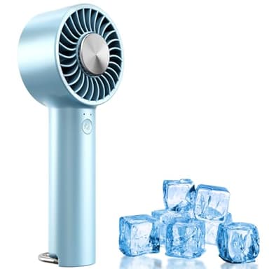Portable Ice Cooling Handheld Fan with Semiconductor Cooling Plate, USB Rechargeable Personal Turbo Mini Hand Held Fan that Blow Cold Air, 5 Speeds Ice Cooler, Gift for Womens, Mens, Travel, Outdoor