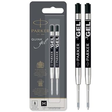 Parker Refill for Parker Retractable Gel Ink Roller Ball Pens, Medium Conical Tip, Black Ink, 2/Pack