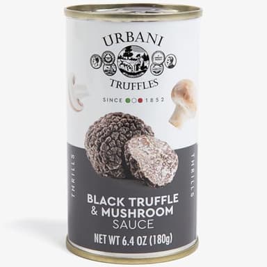 Urbani Truffles Mushroom & Black Truffles Sauce 180g (6.4oz) - Italian Gourmet Sauce for Pasta, Meats, and Risotto, All-Natural & Ready to Use, No Artificial Ingredients