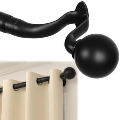 AIZESI Curtain Rods 48-86 Inch Wrap Around Curtain Rod, Adjustable Window Rod for Blackout - Black Decorative Curtains Rods, Enhanced Light Blocking & Stylish Design Bedroom/Living Room