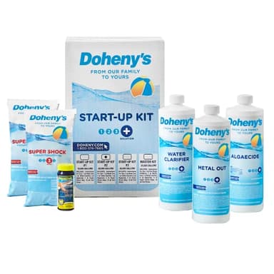 Doheny's Ultimate Pool Opening Start-Up Kit | Includes Metal Out, Algae Control, Clarifier & Super Shock | Prevents Stains, Rust & Scale | Free 10-Pack Test Strips | Pro-Grade Pool Chemicals