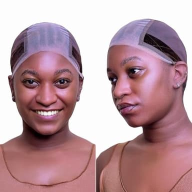 Lace Wig Grip Cap for Glueless Wig 4x5 Transparent Lace Reusable Wig Caps, Wig Grip Band for Lace Front Wigs to Keep Wigs in Place, Adjustable Wig Cap with Grip Band Non Slip Cap for Women (Brown)