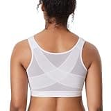 DELIMIRA Women's Inbarely Plus Posture Bras Front Closure Lightly Padded Plus Size Wireless Full Coverage Bra White 42D