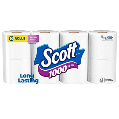 Scott 1000 Sheets Per Roll, 8 Toilet Paper Rolls, Bath Tissue