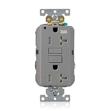 Leviton 20A-125V Extra-Heavy Duty Industrial Grade Weather/Tamper-Resistant Duplex Self-Test GFCI Receptacle, G5362-WTG, Gray