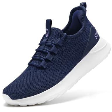STQ Women's Walking Shoes Lightweight Running Tennis Shoes Non-Slip Comfortable Breathable Workout Gym Sports Athletic Orthopedic Sneakers Navy Purple 7