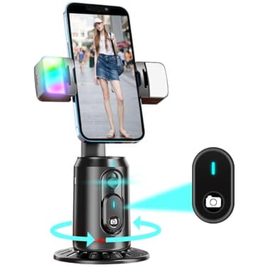 Crienten Auto Face Tracking Tripod, 360° AI Face Tracking Phone Holder with Remote, No App，Smart Phone Stand for iPhone & Android, Rechargeable Tripod for Video Recording, Live Streaming, TikTok, Vlog