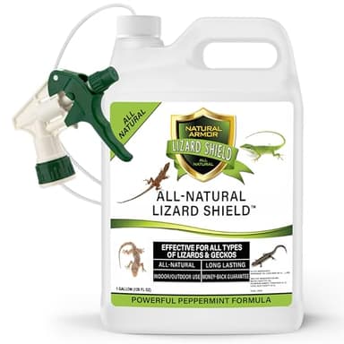 Natural Armor Lizard & Gecko Repellent Spray - Powerful Peppermint Formulation Repels All Types of Lizards & Geckos and Works Better Than Ultrasonic Gimmicks – 128 fl oz - Gallon Ready to Use