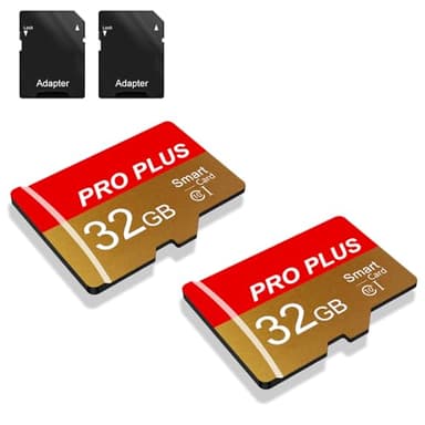 2 Pack TF Card 32GB with Adapter, High Speed Memory Card, UHS-I C10 A1 Memory TF Card for Tablet/Mobile Phone/Camera/Car Audio/Game Console (TF162 Red Gold 32GB)