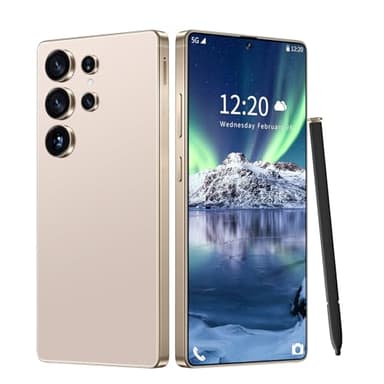 BVNA I25 Ultra Unlocked Phone 16+1TB,Built in Pen The Phone,Battery 7000mAh 6.99" HD Screen,Android 14 Smartphone,Face ID/5G/Fingerprint Lock/Dual SIM/GPS (Gold, 16+1TB)