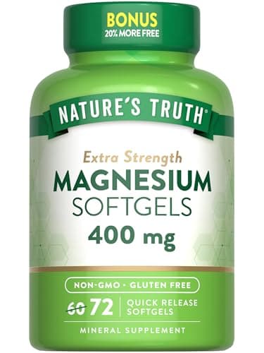 Nature's Truth Magnesium | 400mg | 72 Softgels | Value Size | Extra Strength | from Magnesium Oxide | Non-GMO and Gluten Free Supplement