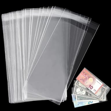 Uncle Paul Clear Paper Money Holder 18.5x9CM/7.2x3.5IN - Currency Sleeves Money Sleeve PP Material for Banknote/Bill/Trading Card/Stamp 100 Pieces PN01L100