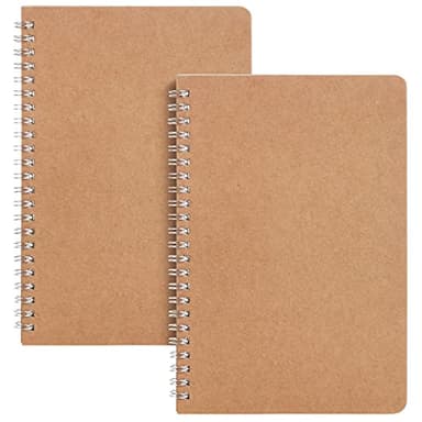Mr. Pen- Spiral Notebook, A5, Kraft Cover, 2 Pack, 80 Pages, Sketch Book, Drawing Notebook, Notebook Spiral, Spiral Bound Notebook, Spiral Sketchbook, Blank Journal Notebook, Unlined Notebook