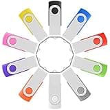 Enfain 10-Pack of 128MB USB 2.0 Flash Drives in Multicolor, Small Capacity Memory Sticks with Swivel Design, Ideal for Cataloging Patterns for Embroidery Sewing Machines