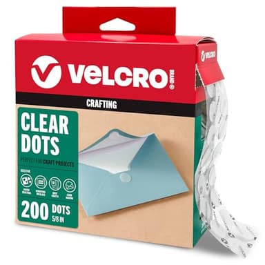 Velcro Brand Thin Clear Dots with Adhesive, 200Pk 5/8in Circles, for Crafting School Projects, Home and Office Organization | Low Profile Design