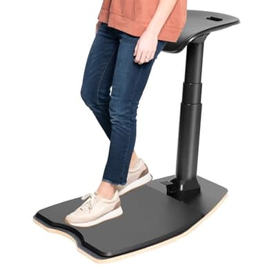 VIVO Ergonomic Leaning Perch Chair with Anti-Fatigue Mat, Standing Desk Stool, Height Adjustable Home Office Posture Seat, Black, CHAIR-S02M