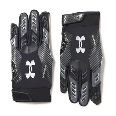 Under Armour Men's F9 Nitro Football Gloves, (001) Black/Castlerock/Metallic Silver, Large