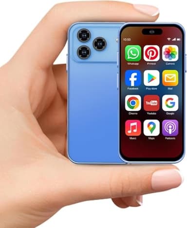 Pdfbenli Mini Phone for Kids, Unlocked Kid Phone, 4.0 inch HD Touch Screen, 3GB+32GB, 4G, Dual SIM, Face ID, Android 10.0, GPS, Kids Smart Phone (Royal Blue)