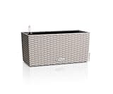 Lechuza - Balconera Cottage 40 Planter, Sand Brown, Balcony Box with Watering System, Water Level Indicator and Plant Insert, Wicker Look, 40 x 19 x 19 cm, 15474