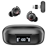 IAMJOY Wireless Gaming Earbuds, 20ms Low Latency, Game Earbuds with Mic, 2.4GHz & Bluetooth, Compact LED Display Wireless Earbuds Compatible with Meta Quest 3/2, PS5/4, Steam Deck, VR, Switch, PC